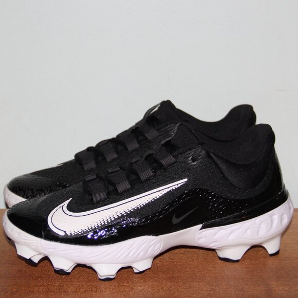 Nike Alpha Huarache Elite 4 Low MCS Baseball Cleats Mens 9.5 Black White - Picture 2 of 6